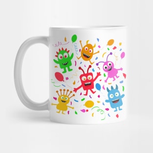 Funny Monsters Party With Balloons Mug